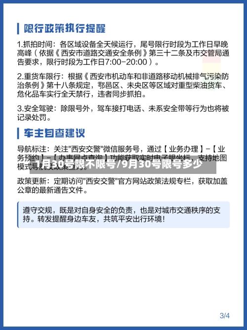 1月30号限不限号/9月30号限号多少