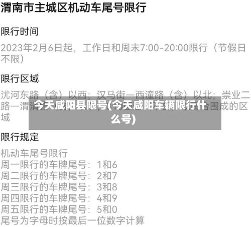 今天咸阳县限号(今天咸阳车辆限行什么号)-第2张图片