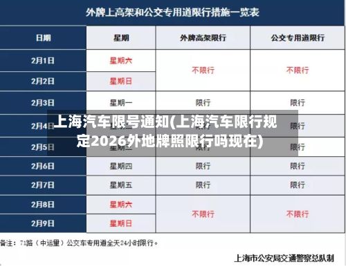 上海汽车限号通知(上海汽车限行规定2026外地牌照限行吗现在)-第2张图片