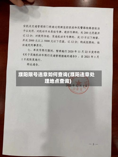 濮阳限号违章如何查询(濮阳违章处理地点查询)