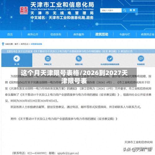 这个月天津限号表格/2026到2027天津限号表
